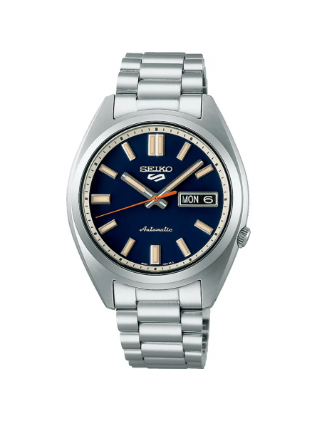 Seiko - Montre 5 bleu et bracelet en acier gris  - Ref SRPK87K1