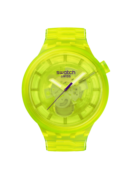 Swatch - Montre Yellow joy et bracelet en matériau biosourcé jaune  - Ref SB05J103