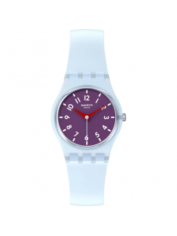 Swatch - Montre Powder plum cadran violet et bracelet en silicone bleu  - Ref LL126