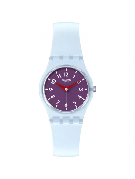 Swatch - Montre Powder plum cadran violet et bracelet en silicone bleu  - Ref LL126
