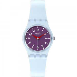 Swatch - Montre Powder plum cadran violet et bracelet en silicone bleu  - Ref LL126
