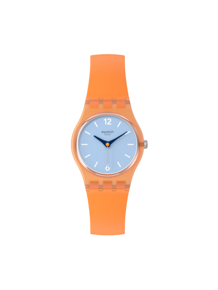 Swatch - Montre View from a mesa cadran bleu et bracelet en silicone orange - Ref LO116