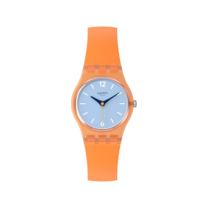 Swatch - Montre View from a mesa cadran bleu et bracelet en silicone orange - Ref LO116