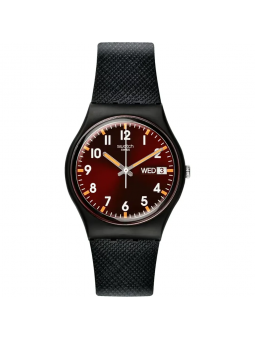 Swatch - Montre Sir red et bracelet en matériau biosourcé noir - Ref SO28B704