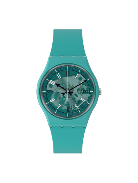 Swatch - Montre Photonic turquoise et bracelet en silicone bleu  - Ref SO28G108