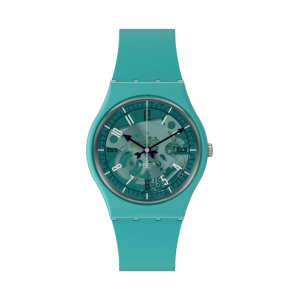 Swatch - Montre Photonic turquoise et bracelet en silicone bleu  - Ref SO28G108