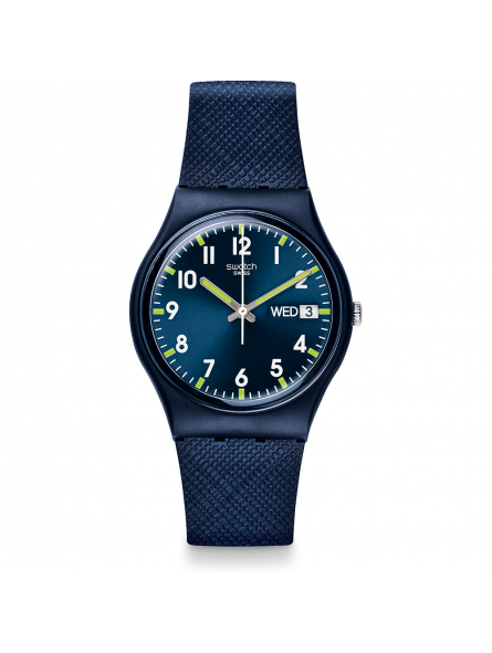 Swatch - Montre Sir blue et bracelet en matériaux biosourcés bleu  - Ref SO28N702