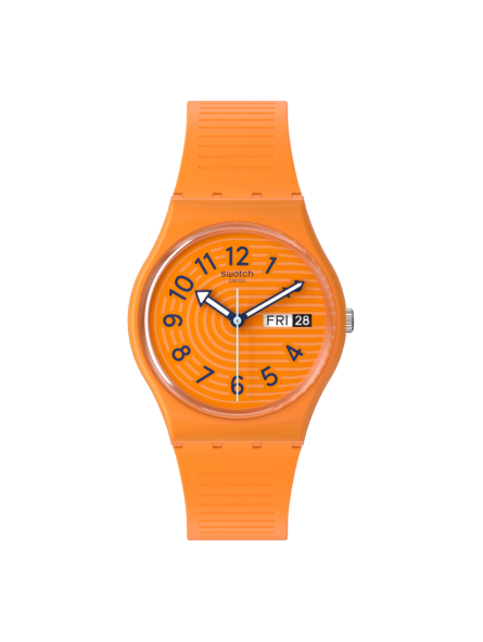 Swatch - Montre Trendy lines in sienna orange et bracelet en silicone orange - Ref SO28O703
