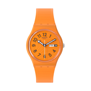 Swatch - Montre Trendy lines in sienna orange et bracelet en silicone orange - Ref SO28O703