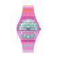 Swatch - Montre electrifying summer et bracelet en silicone rayé rose - Ref SO28P105