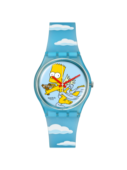 Swatch - Montre Angel bart et bracelet en silicone bleu nuages - Ref SO28Z115
