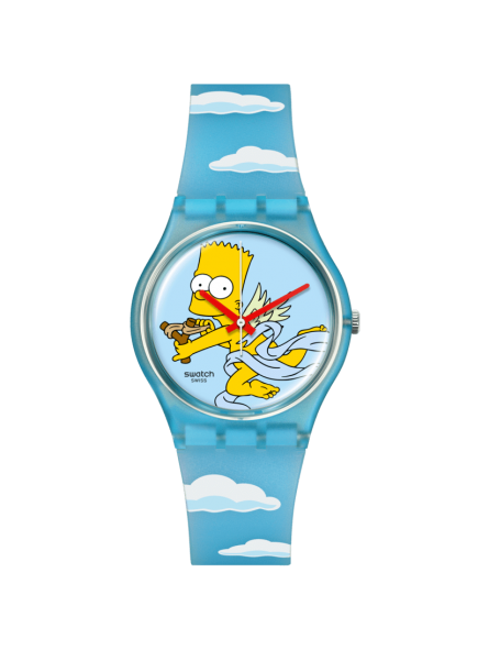 Swatch - Montre Angel bart et bracelet en silicone bleu nuages - Ref SO28Z115