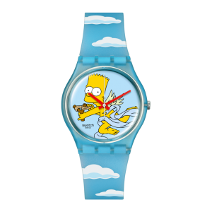 Swatch - Montre Angel bart et bracelet en silicone bleu nuages - Ref SO28Z115