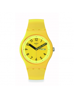 Swatch - Montre Proudly yellow et bracelet en silicone jaune - Ref SO29J702