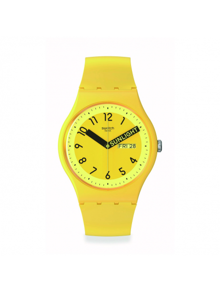 Swatch - Montre Proudly yellow et bracelet en silicone jaune - Ref SO29J702