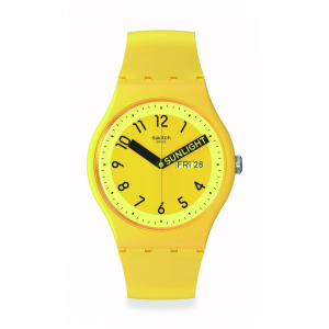 Swatch - Montre Proudly yellow et bracelet en silicone jaune - Ref SO29J702
