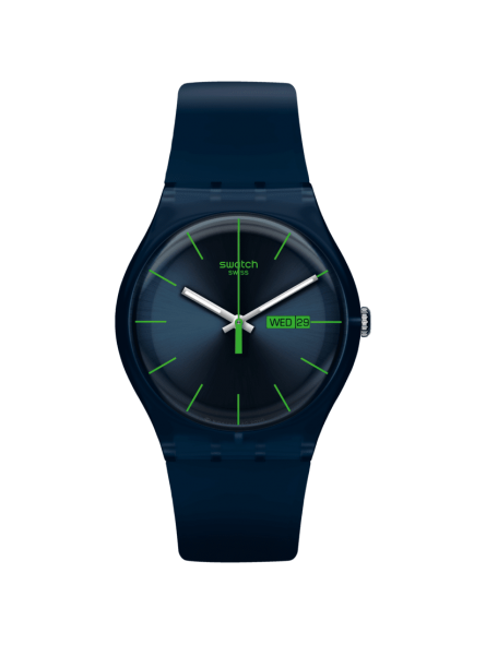 Swatch - Montre Blue rebel et bracelet en silicone bleu foncé - Ref SO29N704