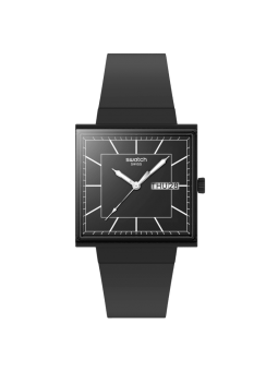 Swatch - Montre What if blackagain et bracelet en silicone noir  - Ref SO34B701
