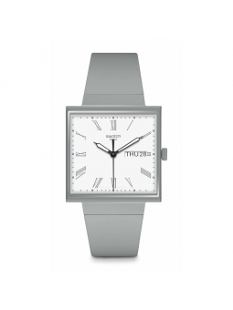 Swatch - Montre What if gray cadran blanc et bracelet en silicone gris - Ref SO34M700