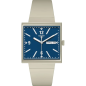 Swatch - Montre What if beige cadran bleu et bracelet en silicone beige - Ref SO34T700