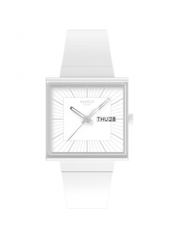 Swatch - Montre what if all white blanche et bracelet en silicone banc - Ref SO34W700