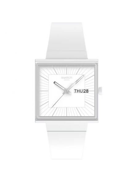 Swatch - Montre what if all white blanche et bracelet en silicone banc - Ref SO34W700
