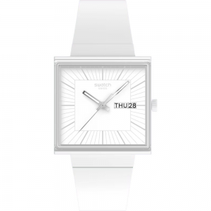 Swatch - Montre what if all white blanche et bracelet en silicone banc - Ref SO34W700