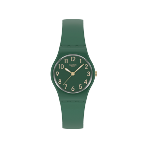 Swatch - Montre Notes of pecan verte et bracelet en silicone vert  - Ref LG130