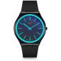 Swatch - Montre Obsidian shimmer bleu et bracelet en silicone noir - Ref SS07B111