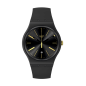 Swatch - Montre a dash of yellow et bracelet en silicone noir  - Ref SO29B403
