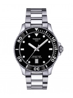 Tissot - Montre Seastar 1000 noir et bracelet mailles grises - Ref T1204101105100