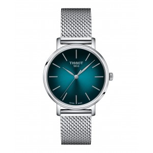 Tissot - Montre everytime bleu et bracelet mailles milanaises grises - Ref T1432101109100