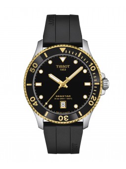 Tissot - Montre Seastar 1000 PVD or jaune et bracelet caoutchouc noir - Ref T1204102705100