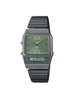 Casio - Montre vintage noir bracelet acier  - Ref AQ-800ECGG-3AEF