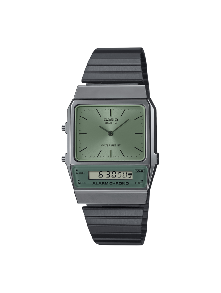 Casio - Montre vintage noir bracelet acier  - Ref AQ-800ECGG-3AEF