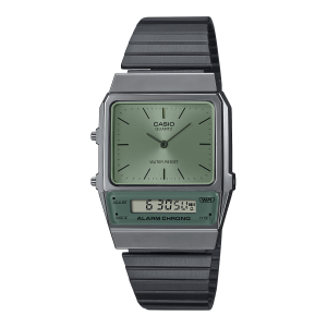 Casio - Montre vintage noir bracelet acier  - Ref AQ-800ECGG-3AEF