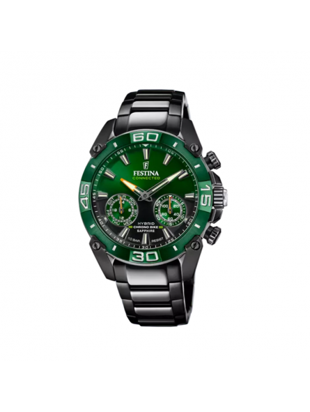 Festina - Montre connectée Chrono Bike noir vert acier PVD - Ref F20548/2