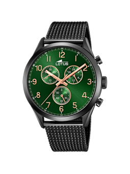 Lotus - Montre chronographe vert acier noir PVD - Ref 18639/E