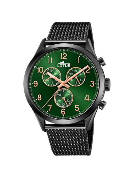 Lotus - Montre chronographe vert acier noir PVD - Ref 18639/E