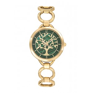 Girl Only - Montre Femme Cadran vert, bracelet acier doré - Ref 695557