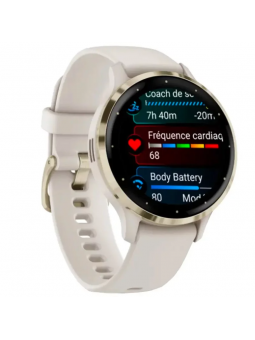 Garmin - Montre connectée mixte - VENU 3S GPS WI-FI - Bracelet silicone ivoire - Ref 010-02785-04