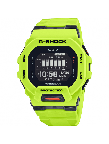 Casio - Montre Homme G-Shock G-Squad - Boitier et bracelet silicone jaune  - Ref GBD-200-9ER