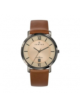 Certus - Montre Homme Cadran beige - Bracelet cuir brun - Ref 611070