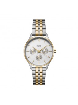 Cluse - Montre Femme Minuit - Multifonction - Bracelet acier bicolore - Ref CW10704