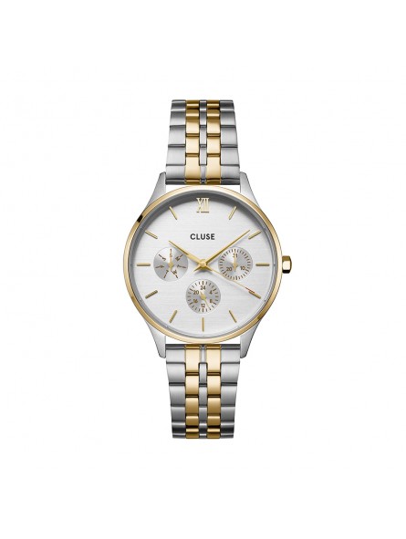Cluse - Montre Femme Minuit - Multifonction - Bracelet acier bicolore - Ref CW10704