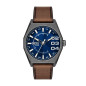 Diesel - Montre Homme Scraper - Bracelet Cuir Marron - Cadran bleu - Ref DZ2189