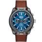 Diesel - Montre Homme Split - Bracelet Cuir Marron - Cadran bleu - Ref DZ4643