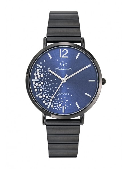 Girl Only - Montre Femme Cadran bleu strass - Bracelet acier noir - Ref 695511