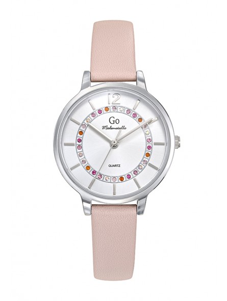 Girl Only - Montre Femme Cadran blanc - Bracelet cuir nude - Ref 699541