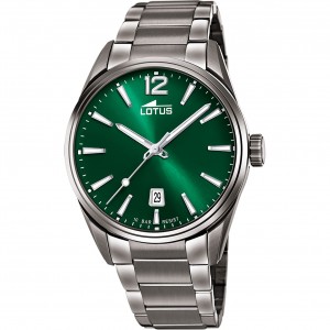 Lotus - Montre Homme Cadran vert - Bracelet acier gris anthracite - Ref 18684/4
